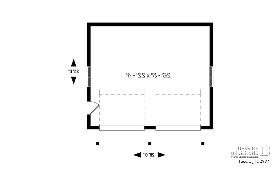 Rez-de-chaussée - Plan de garage double, style moderne rustique, plafond à 12 pieds. - Touareg