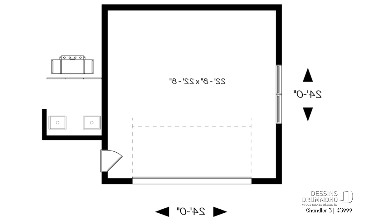 Rez-de-chaussée - Plan de garage double, de style moderne, avec secteur abritée pour BBQ et rangement - Chandler 3