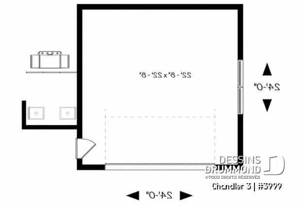 Rez-de-chaussée - Plan de garage double, de style moderne, avec secteur abritée pour BBQ et rangement - Chandler 3