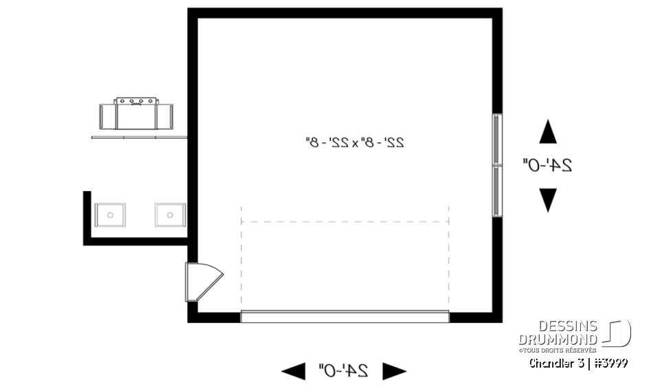 Rez-de-chaussée - Plan de garage double, de style moderne, avec secteur abritée pour BBQ et rangement - Chandler 3