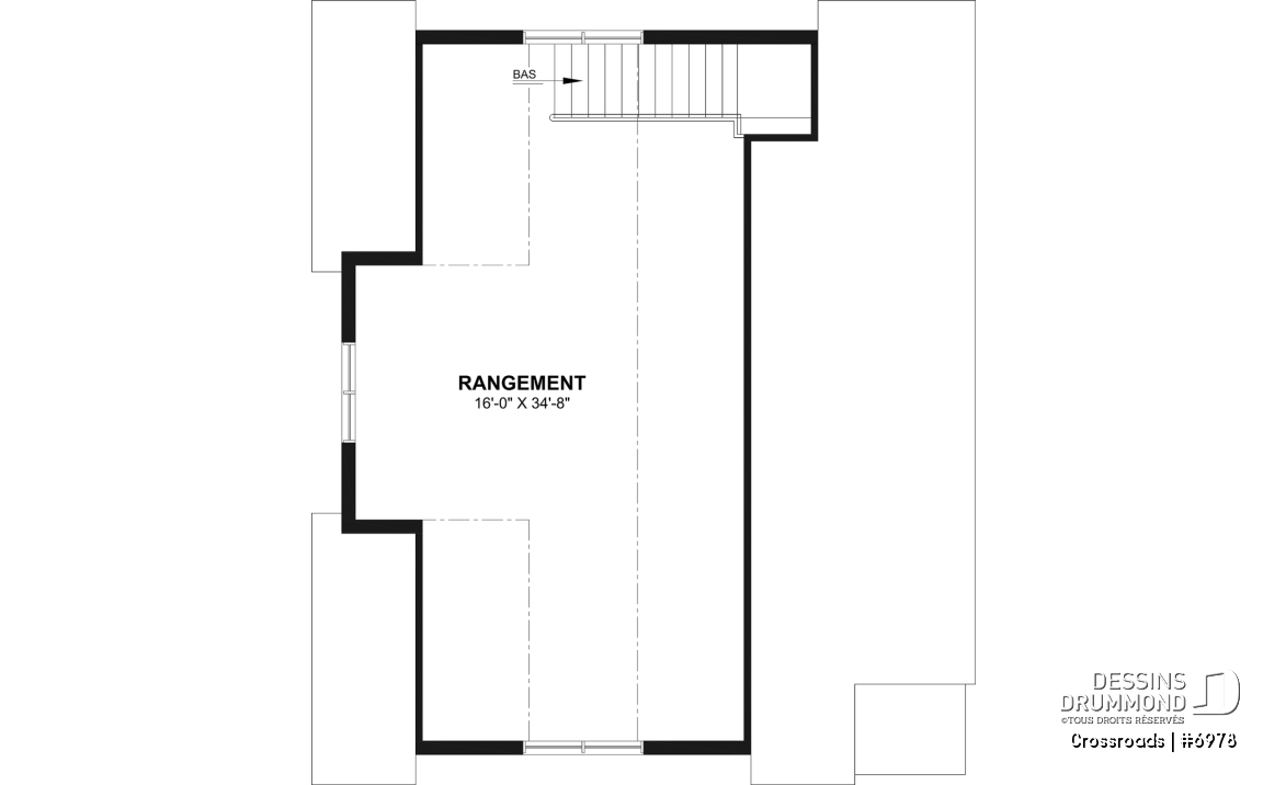 Étage - Plan de garage double style farmhouse avec balcon couvert, vaste rangement à l'étage, et salle d'eau prévue. - Crossroads