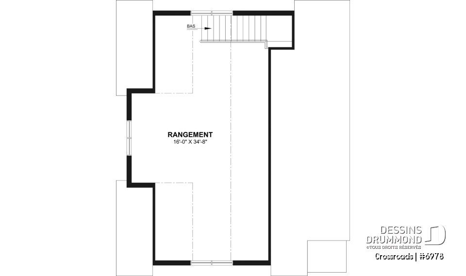 Étage - Plan de garage double style farmhouse avec balcon couvert, vaste rangement à l'étage, et salle d'eau prévue. - Crossroads