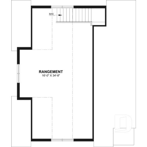 Étage - Plan de garage double style farmhouse avec balcon couvert, vaste rangement à l'étage, et salle d'eau prévue. - Crossroads