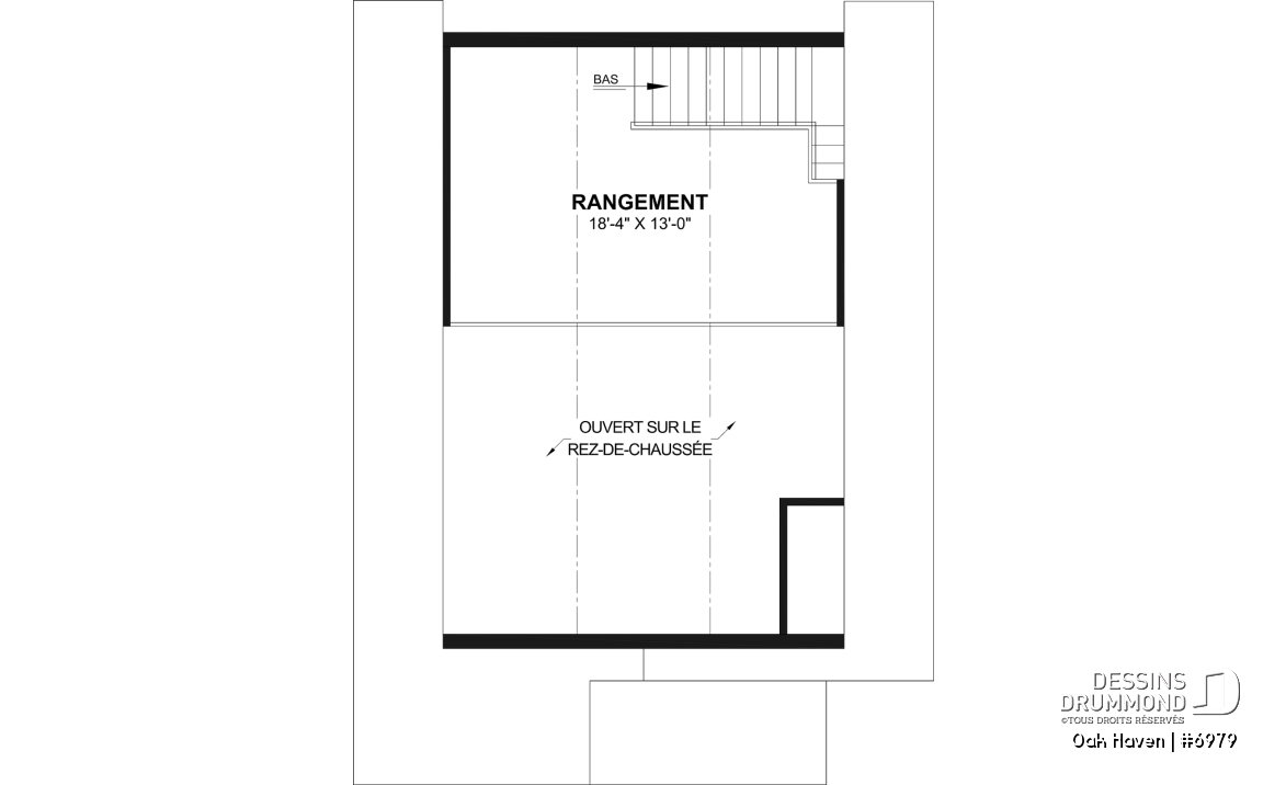 Étage - Modèle de garage deux voitures de style Farmhouse, avec toilette au rdc et rangement à l'étage. - Oak Haven