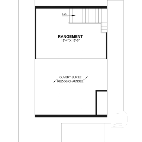 Étage - Modèle de garage deux voitures de style Farmhouse, avec toilette au rdc et rangement à l'étage. - Oak Haven