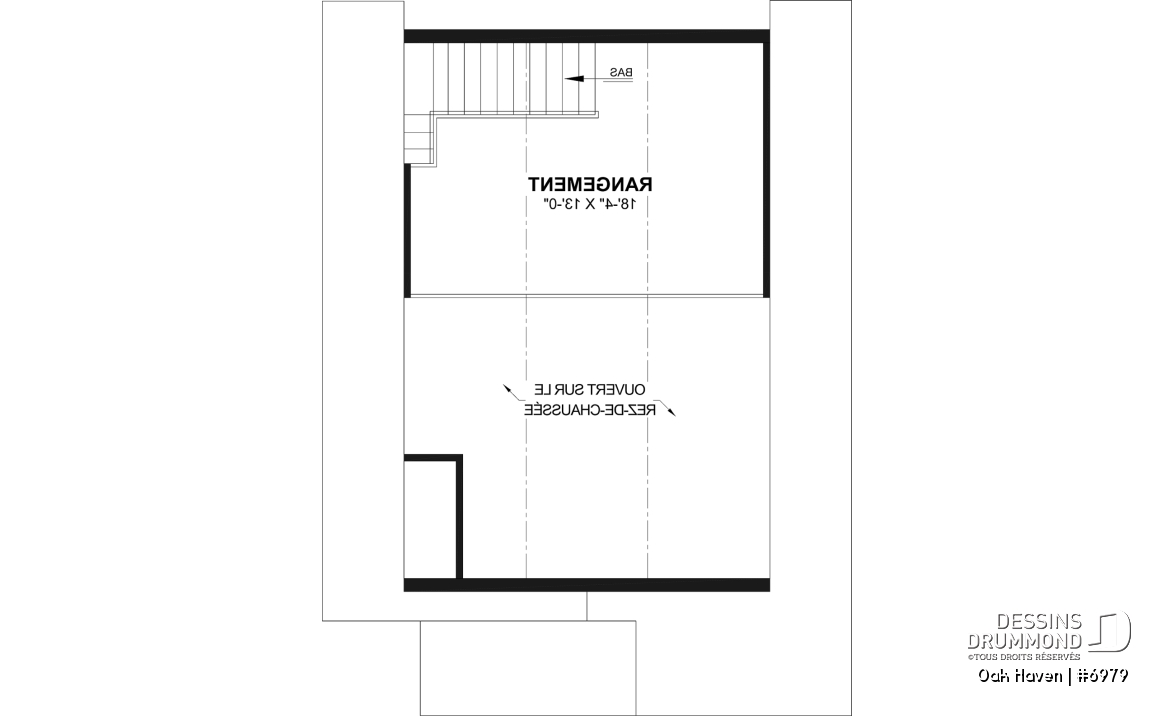 Étage - Modèle de garage deux voitures de style Farmhouse, avec toilette au rdc et rangement à l'étage. - Oak Haven