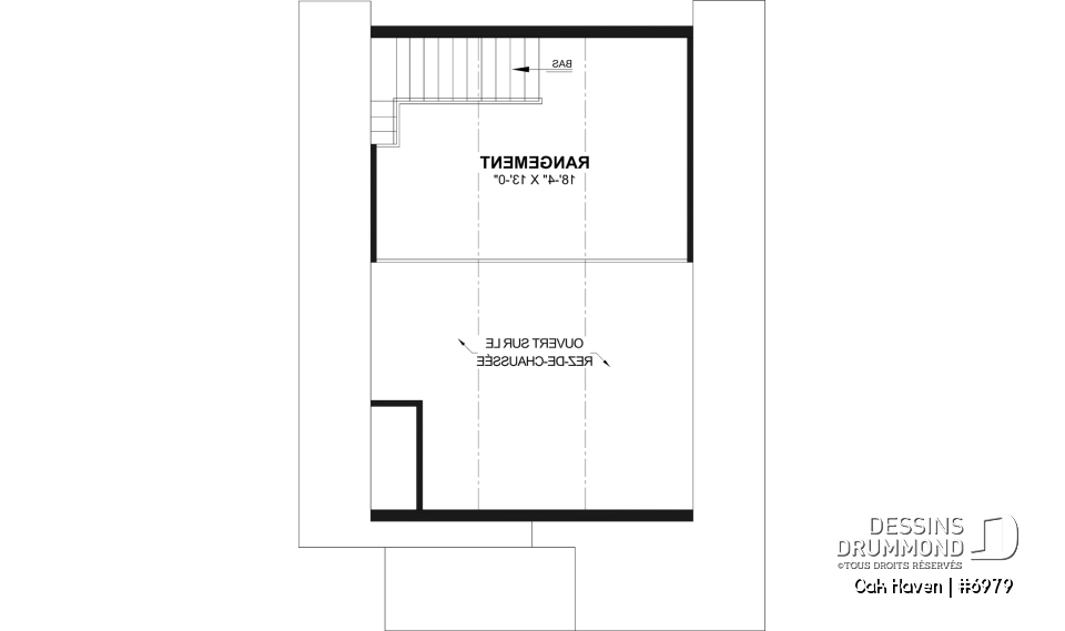 Étage - Modèle de garage deux voitures de style Farmhouse, avec toilette au rdc et rangement à l'étage. - Oak Haven