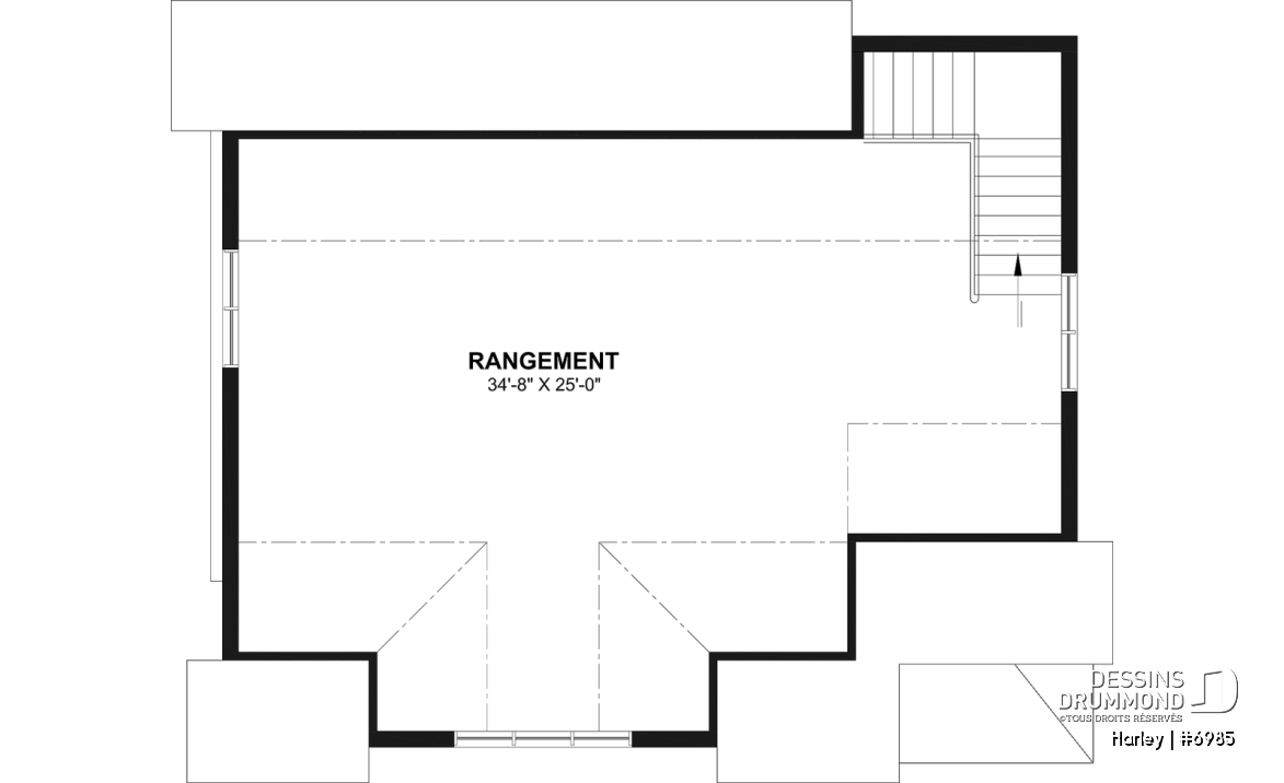 Étage - Plan de garage double et spacieux avec rangement prévu au rez-de-chaussée et à l'étage - Harley