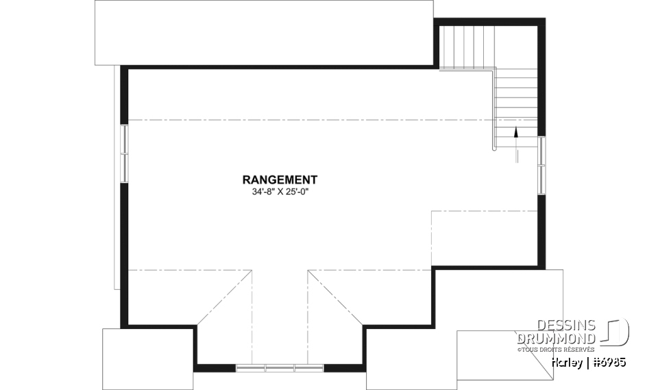 Étage - Plan de garage double et spacieux avec rangement prévu au rez-de-chaussée et à l'étage - Harley