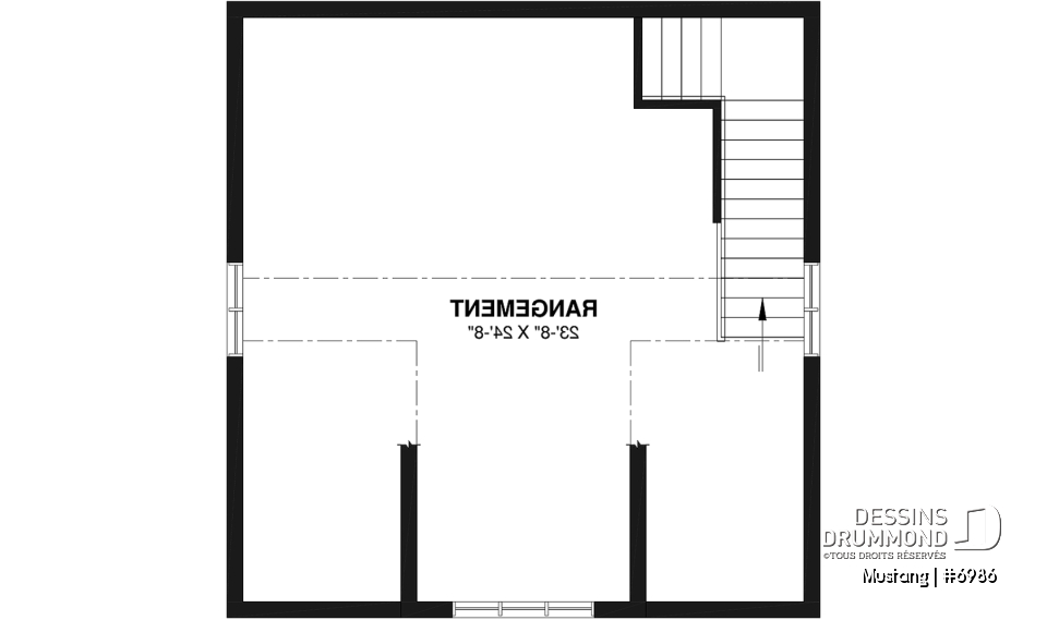 Étage - Garage double de deux portes avec rangement à l'étage, style Cape Cod - Mustang