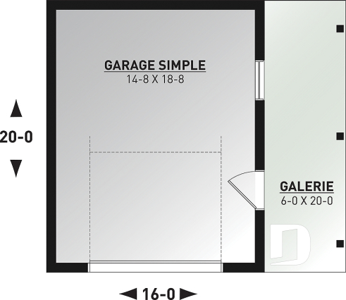 Rez-de-chaussée - Modèle de garage farmhouse 320 pi² avec appentis de rangement et dalle flottante, compact et polyvalent - Simsbury