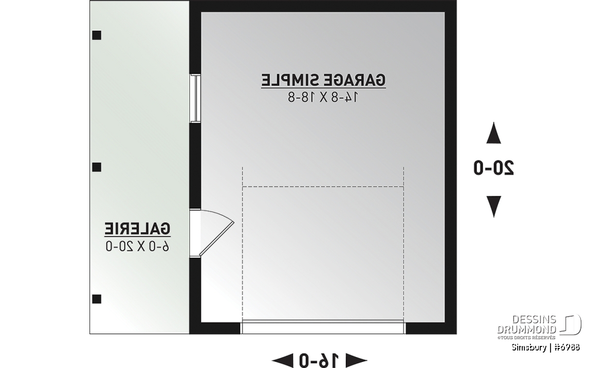 Rez-de-chaussée - Modèle de garage farmhouse 320 pi² avec appentis de rangement et dalle flottante, compact et polyvalent - Simsbury