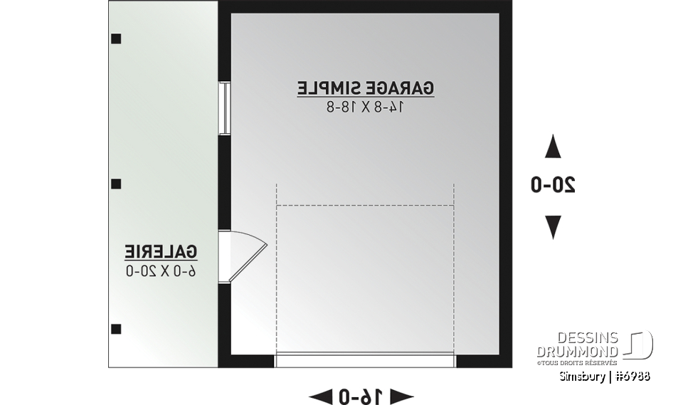 Rez-de-chaussée - Modèle de garage farmhouse 320 pi² avec appentis de rangement et dalle flottante, compact et polyvalent - Simsbury