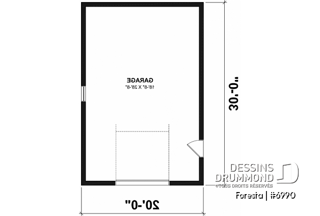 Rez-de-chaussée - Plan de garage simple de style farmhouse champêtre - Foresta