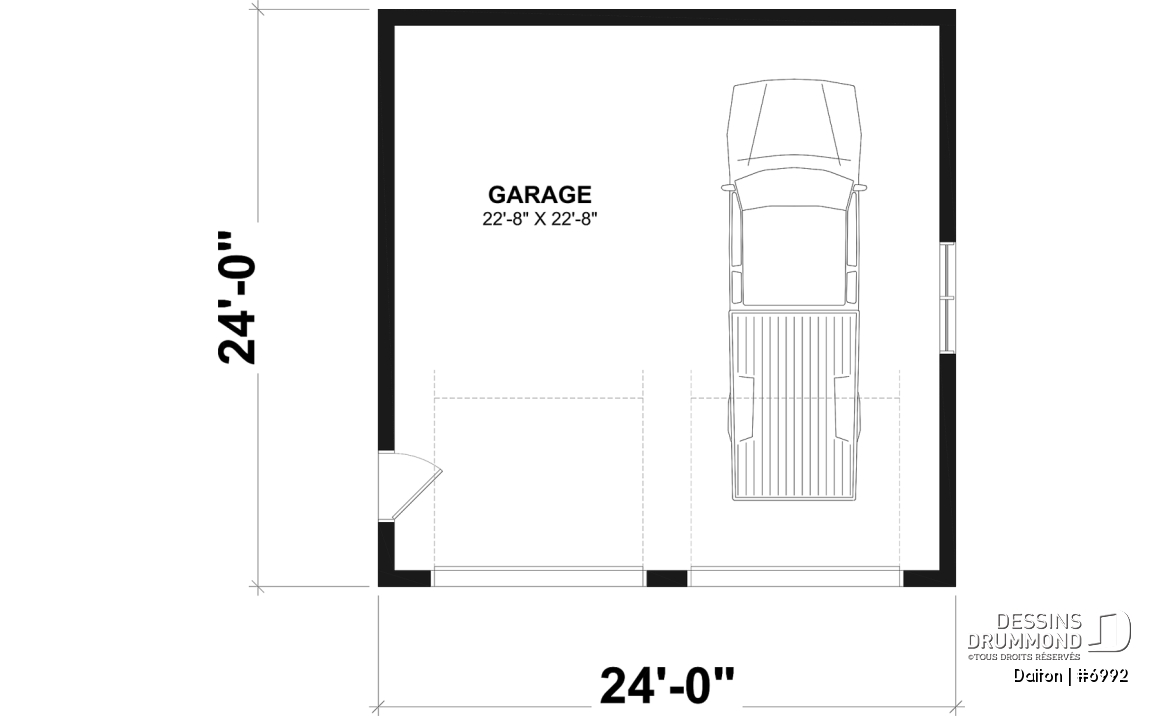 Rez-de-chaussée - Plan de garage double avec plafond à 9' - Dalton