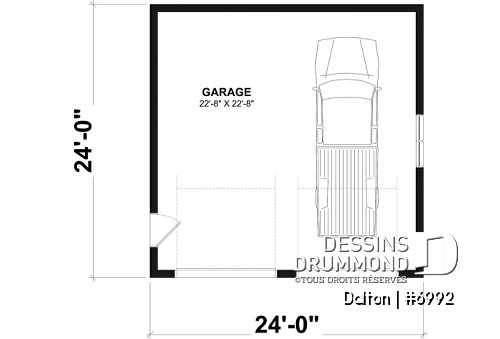 Rez-de-chaussée - Plan de garage double avec plafond à 9' - Dalton