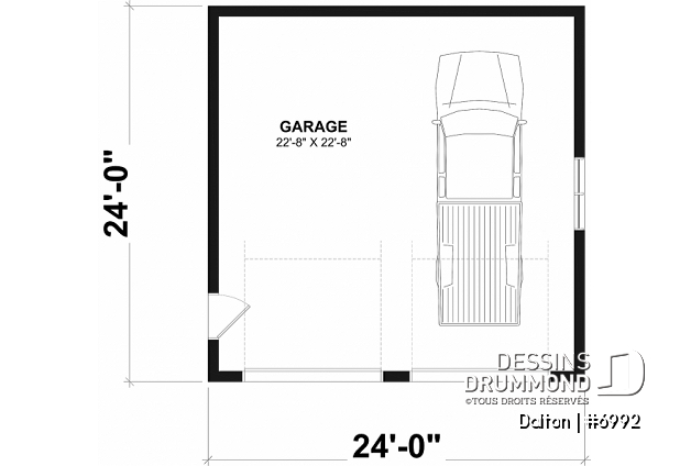 Rez-de-chaussée - Plan de garage double avec plafond à 9' - Dalton