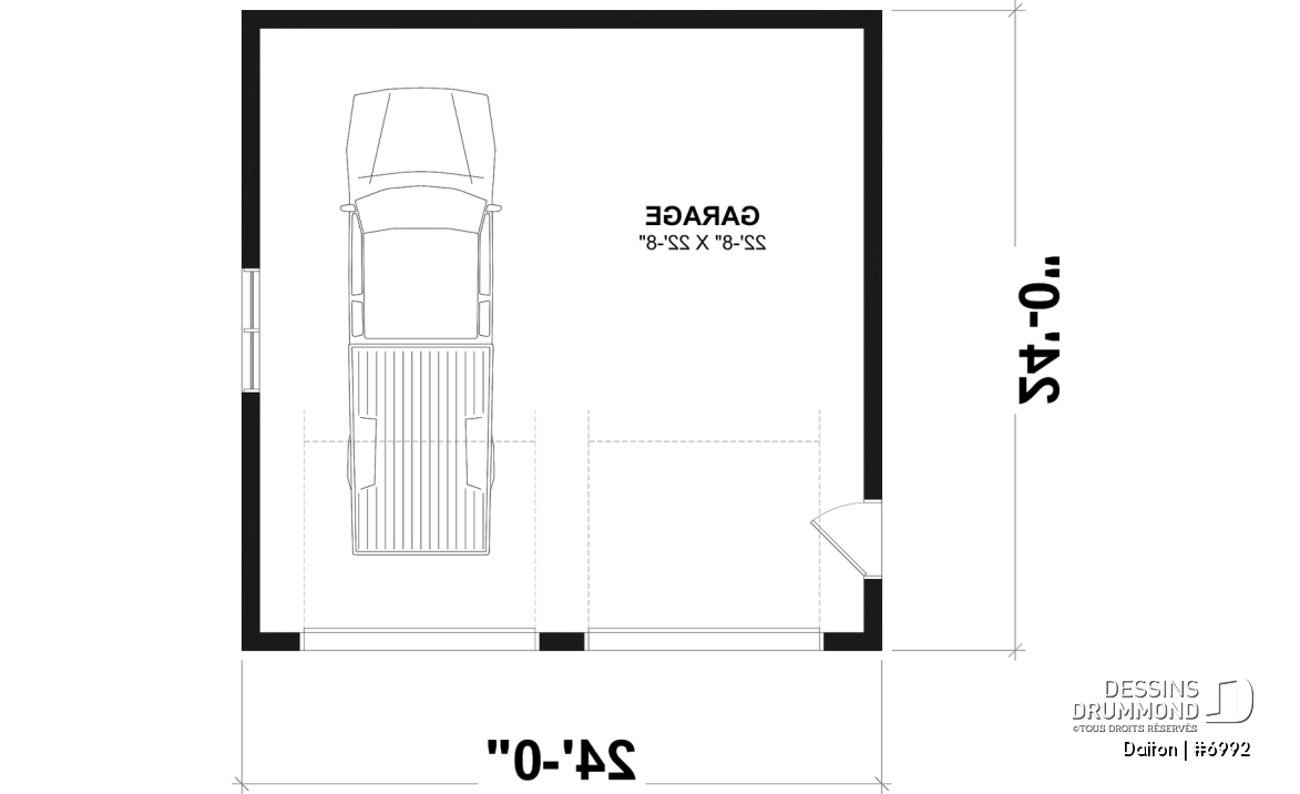 Rez-de-chaussée - Plan de garage double avec plafond à 9' - Dalton