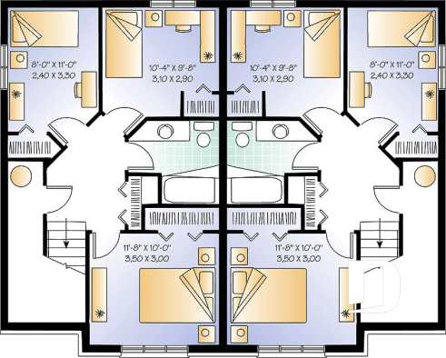 Sous-sol - Plan de maison jumelée 3 chambres, buanderie au rdc,, salle familiale spacieuse, îlot à la cuisine - Léon