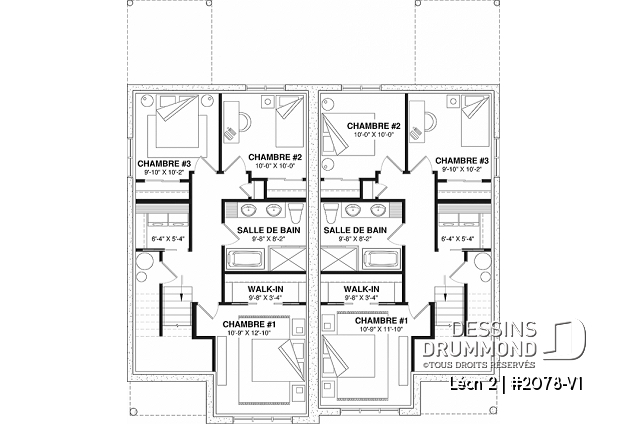 Sous-sol - Plan de maison jumelée, 3 chambres, 2 salles de bain, grande cuisine, buanderie au r-d-c, coin ordinateur - Léon 2
