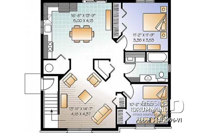 Sous-sol - Plan de triplex économique moderne, 2 chambres par unité, coin buanderie, plancher à aire ouverte - Abbot 3