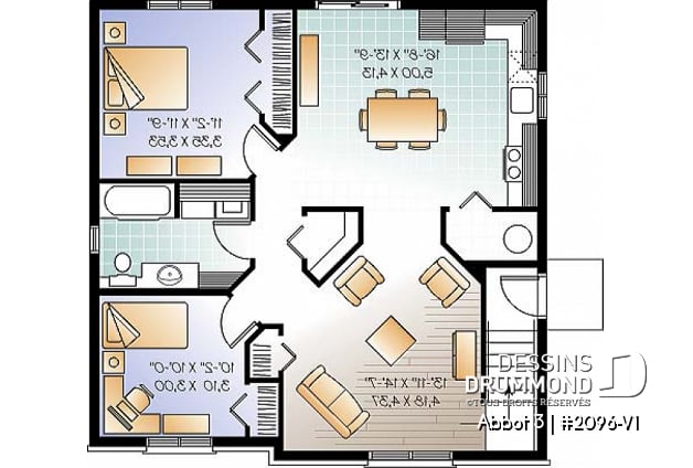 Sous-sol - Plan de triplex économique moderne, 2 chambres par unité, coin buanderie, plancher à aire ouverte - Abbot 3