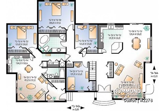 Rez-de-chaussée - Plan de maison intergénérationnelle, logement principal avec 3 chambres, entrée indépendante - Gaillac