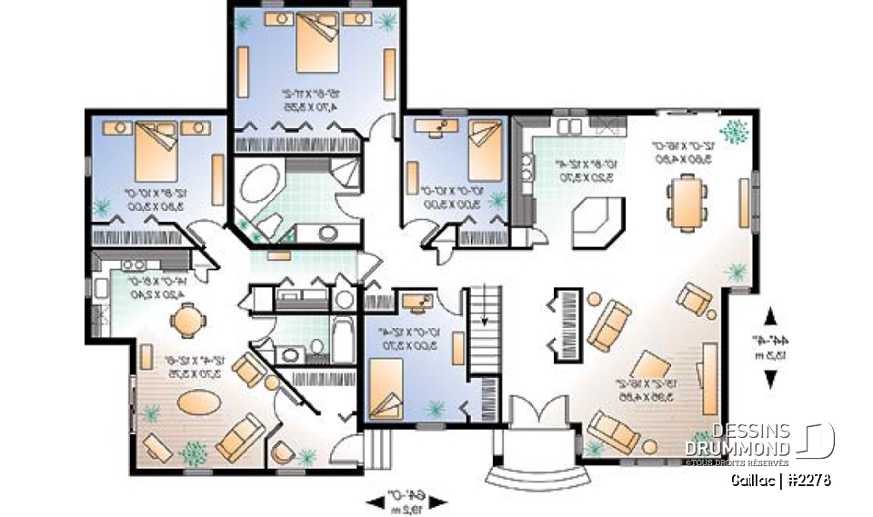 Rez-de-chaussée - Plan de maison intergénérationnelle, logement principal avec 3 chambres, entrée indépendante - Gaillac