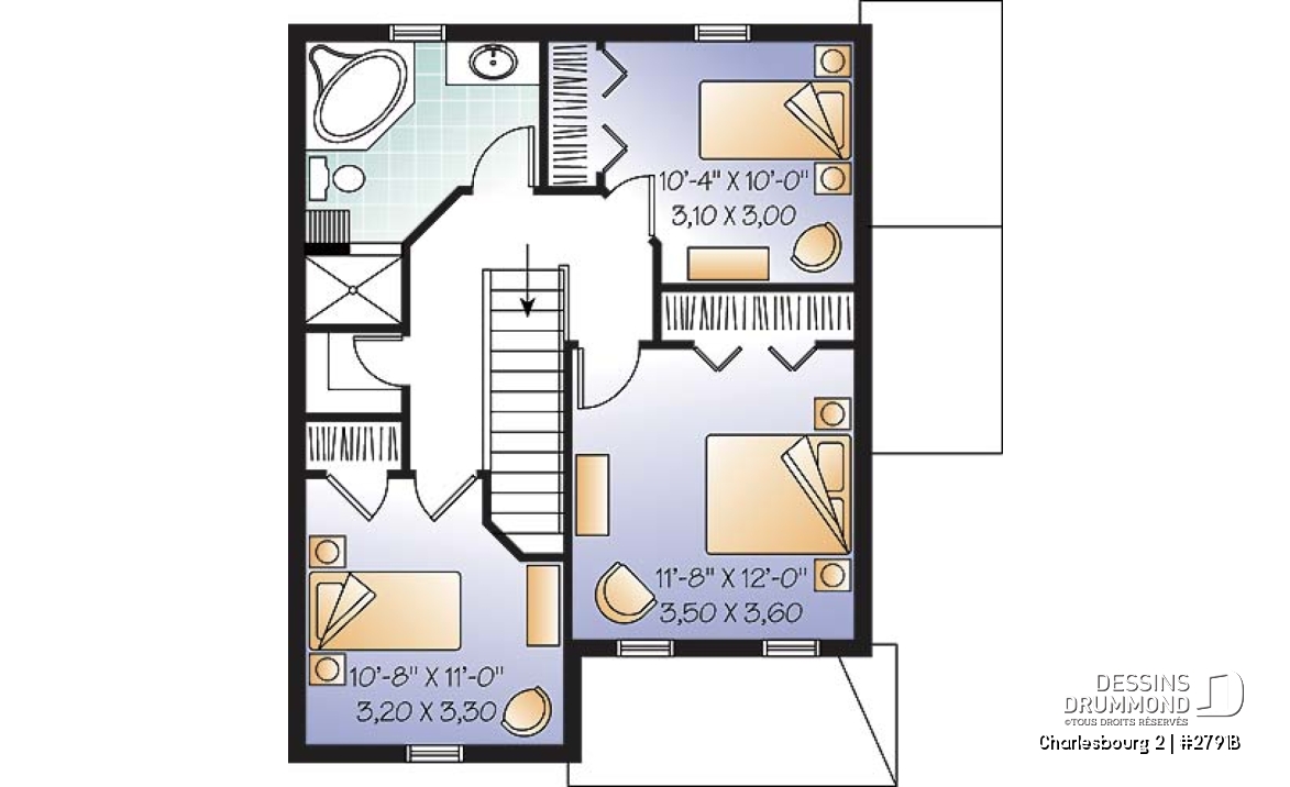 Étage - Plan de maison avec bachelor appartement au sous-sol, beaucoup de rangement, 3 chambres - Charlesbourg 2