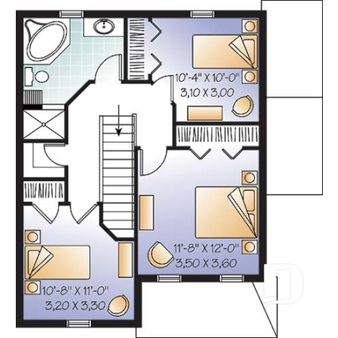 Étage - Plan de maison avec bachelor appartement au sous-sol, beaucoup de rangement, 3 chambres - Charlesbourg 2