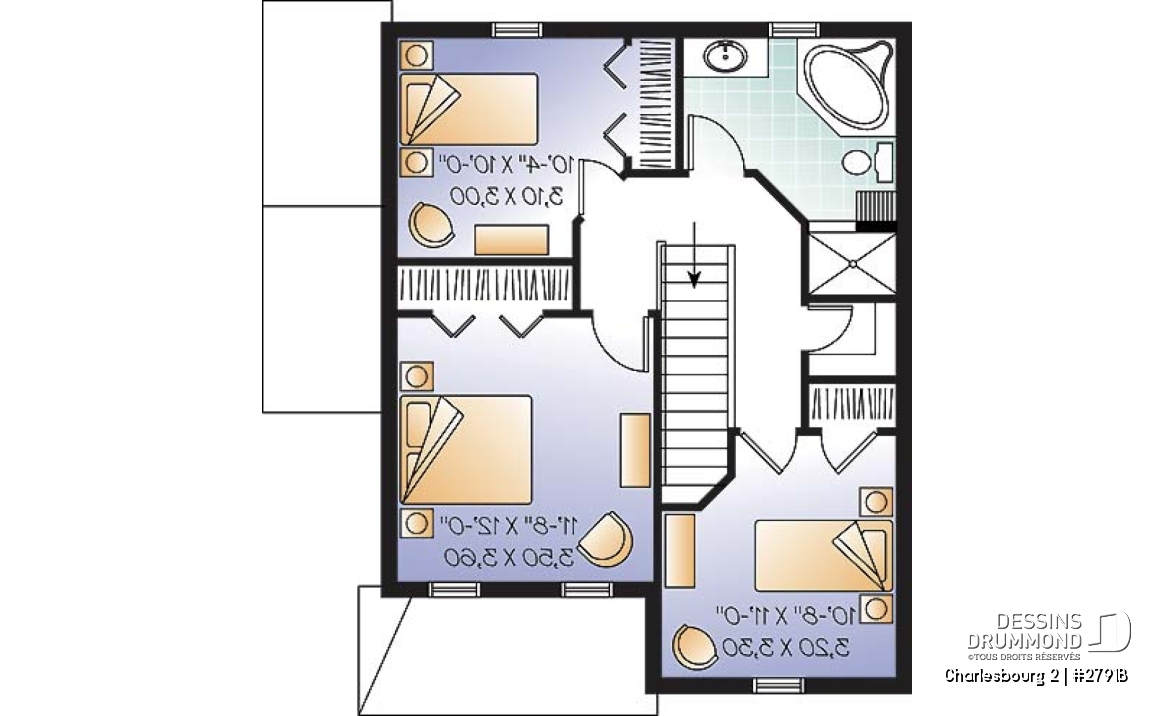 Étage - Plan de maison avec bachelor appartement au sous-sol, beaucoup de rangement, 3 chambres - Charlesbourg 2