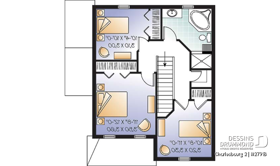 Étage - Plan de maison avec bachelor appartement au sous-sol, beaucoup de rangement, 3 chambres - Charlesbourg 2