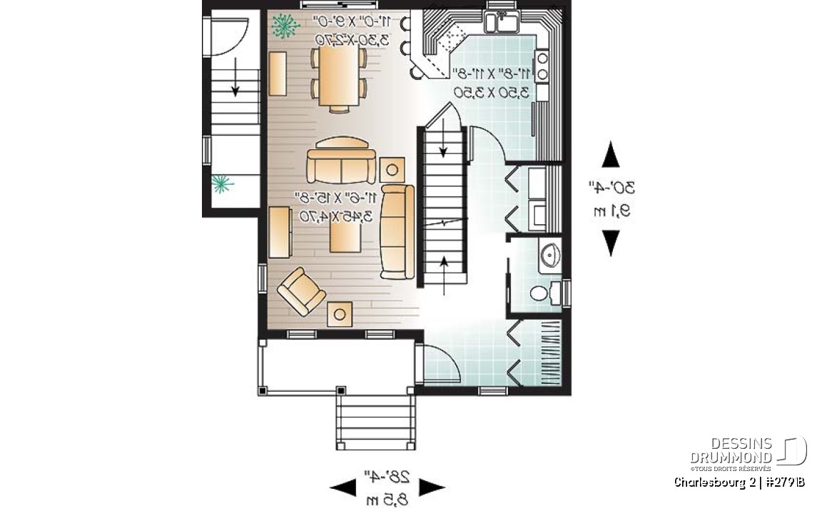 Rez-de-chaussée - Plan de maison avec bachelor appartement au sous-sol, beaucoup de rangement, 3 chambres - Charlesbourg 2