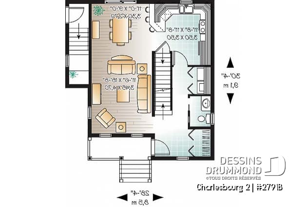 Rez-de-chaussée - Plan de maison avec bachelor appartement au sous-sol, beaucoup de rangement, 3 chambres - Charlesbourg 2