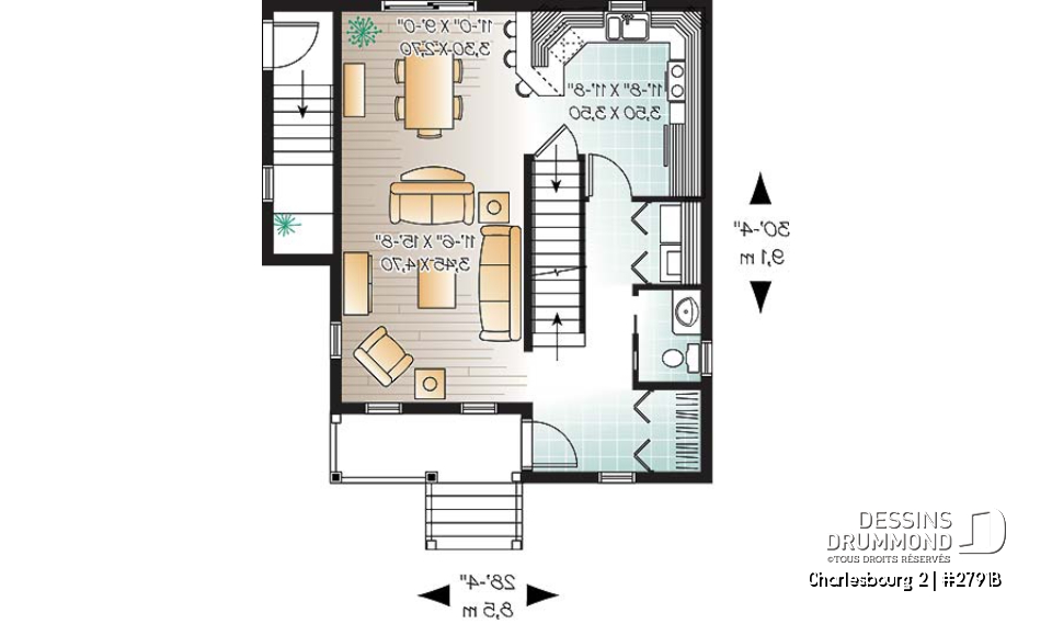 Rez-de-chaussée - Plan de maison avec bachelor appartement au sous-sol, beaucoup de rangement, 3 chambres - Charlesbourg 2
