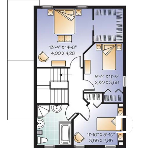 Étage - Plan de maison à étage, 3 chambres, appartement au sous-sol, buanderie au rez-de-chaussée, vestibule - Charlevoix 2