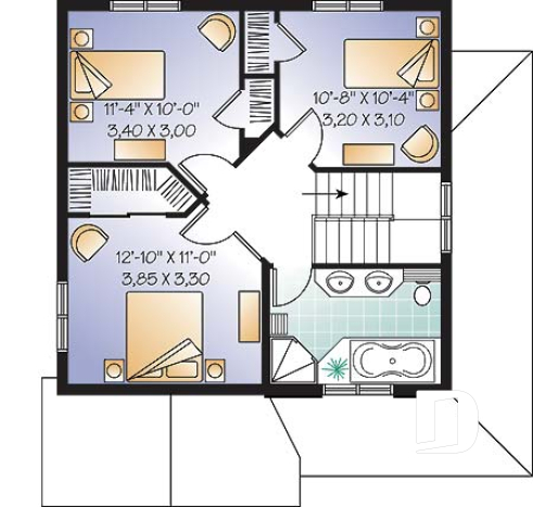 Étage - Maison champêtre avec sous-sol appartement, 3 chambres, grand vestibule, plusieurs photos - Candie 2