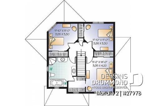 Étage - Plan de maison 3 chambres + appartement 1 chambre au sous-sol, bureau à domicile, grande chambre parents - Manalie 2