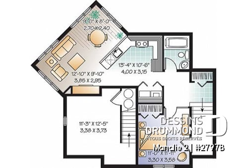 Sous-sol - Plan de maison 3 chambres + appartement 1 chambre au sous-sol, bureau à domicile, grande chambre parents - Manalie 2