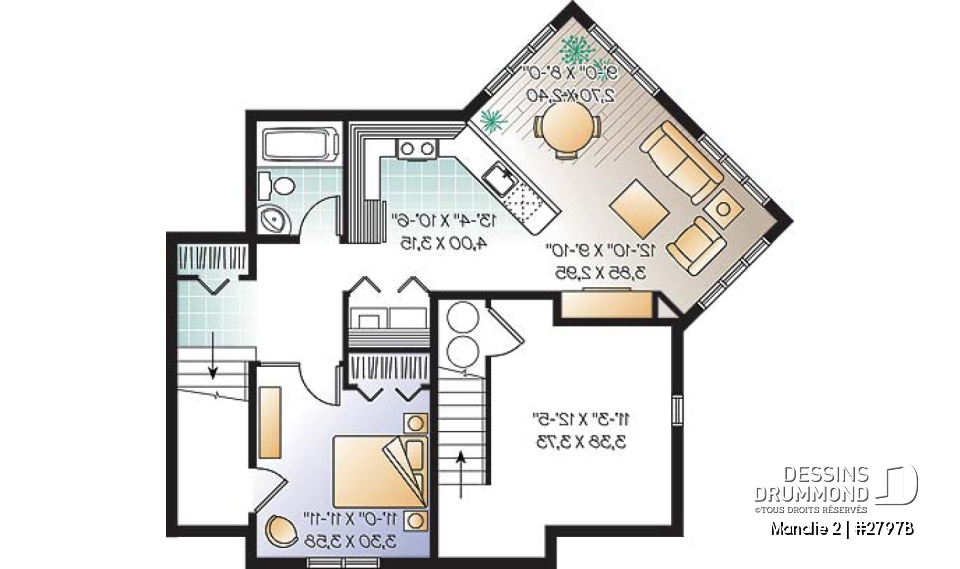Sous-sol - Plan de maison 3 chambres + appartement 1 chambre au sous-sol, bureau à domicile, grande chambre parents - Manalie 2