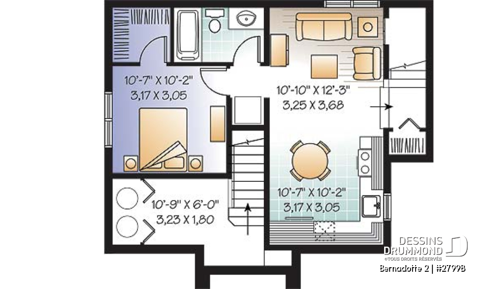 Sous-sol - Plan de maison avec appartement au sous-sol, 3 chambres à l'unité principale, belle grande cuisine - Bernadotte 2