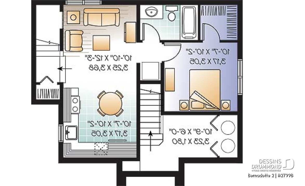 Sous-sol - Plan de maison avec appartement au sous-sol, 3 chambres à l'unité principale, belle grande cuisine - Bernadotte 2