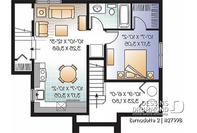 Sous-sol - Plan de maison avec appartement au sous-sol, 3 chambres à l'unité principale, belle grande cuisine - Bernadotte 2