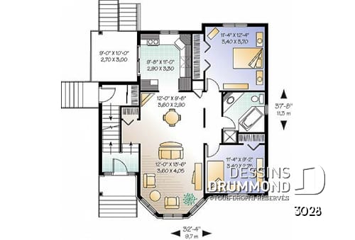 Rez-de-chaussée - Plan de duplex, 2 chambres par unité, belle fenestration, balcon arrière, grande cuisine avec porte patio - Victorien