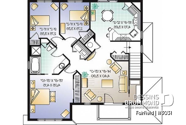 Étage - Plan de duplex 5 et demi (5 1/2) de style Européen offrant 3 chambres et buanderie par unité. - Fairfield