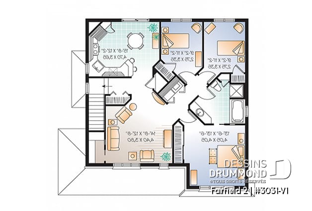 Étage - Plan de triplex 5 1/2 de style américain, 3 chambres par unité, intérieur attrayant, buanderie, gallerie - Fairfield 2
