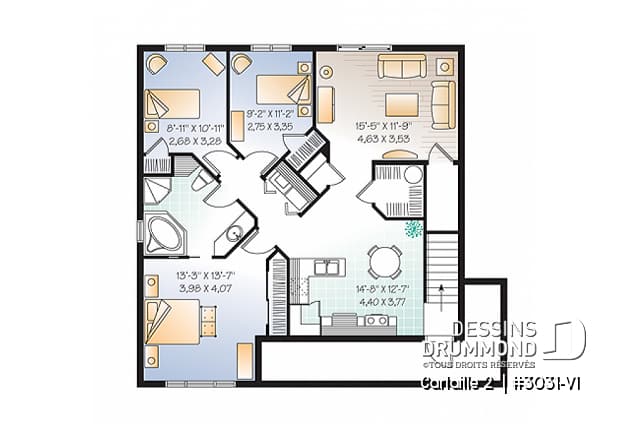 Sous-sol - Plan de triplex 5 1/2 de style américain, 3 chambres par unité, intérieur attrayant, buanderie, gallerie - Fairfield 2