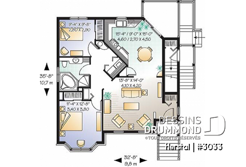 Rez-de-chaussée - Plan de triplex, 2 chambres & 1 terrasse dans chaque logement - Herstal