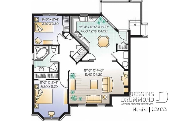 Sous-sol - Plan de triplex, 2 chambres & 1 terrasse dans chaque logement - Herstal