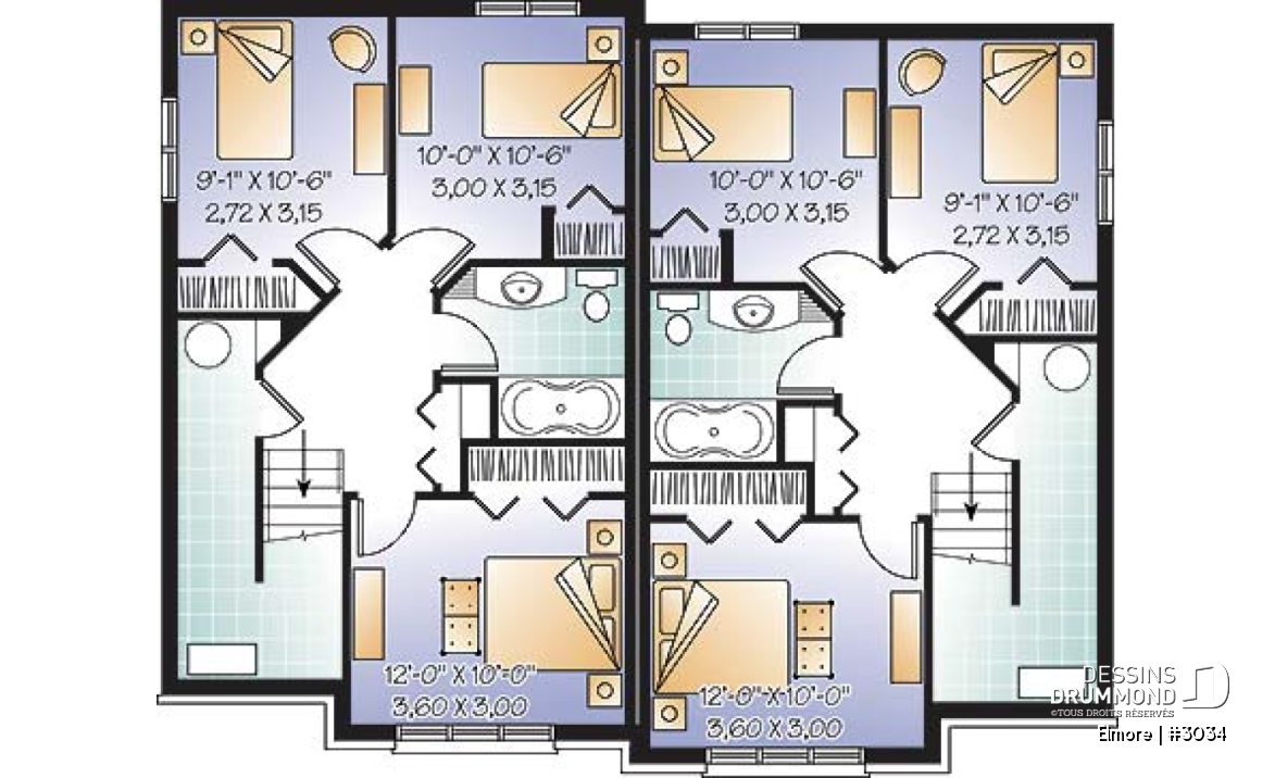 Sous-sol - Plan de maison jumelée, 3 chambres, 1.5 salles de bain, buanderie au rez-de-chaussée, cuisine avec îlot - Elmore
